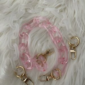Handbag chain - acrylic - light pink and white